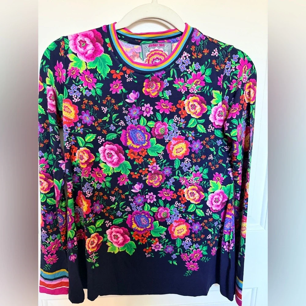 NWT Johnny Was “The Jane” Favorite Long Sleeve Crew Neck Swing Tee - XXS - Picture 3 of 7